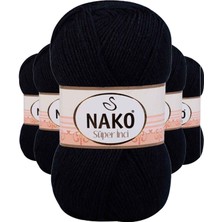Nako 5 Adet Süper Inci El Örgü ipi 100 gr Lacivert 3088