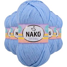 Nako 5 Adet Elite Baby El Örgü ipi Tüylenmeyen Bebek Yünü Mavi 10305