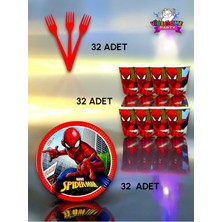 VibeHome 32 Kişilik Spiderman Temalı Süper Eko Seti - Doğum Günü Parti ve Eğlenceli Etkinlikler