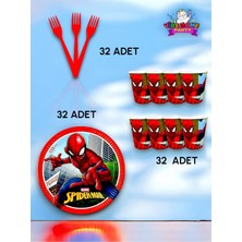 VibeHome 32 Kişilik Spiderman Temalı Süper Eko Seti - Doğum Günü Parti ve Eğlenceli Etkinlikler