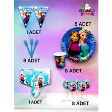 VibeHome 8 Kişilik Frozen Temalı Premium Set - Doğum Günü Parti ve Eğlenceli Etkinlikler