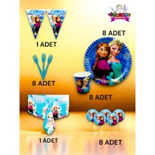 VibeHome 8 Kişilik Frozen Temalı Premium Set - Doğum Günü Parti ve Eğlenceli Etkinlikler