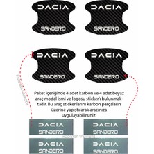 Kocamın Tasarımı Karbon Desenli Dacia Sandero Kapı Içi Kolları Çizilmelere Karşı Özel Koruma Folyo Seti Sandero Yazılı