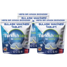 Turkishcare Hepsi 1 Arada 40 Lı Bulaşık Makinası Tableti x 3 Paket (120 Tablet)