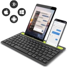 Concord Smartpad C-708 7" Uyumlu Kablosuz Bluetooth Şarj Edilebilir Tablet Telefon Standlı Klavye - Yeşil