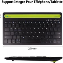 Acer Iconia Tab A10 10.1" Uyumlu Kablosuz Bluetooth Şarj Edilebilir Tablet Telefon Standlı Klavye - Yeşil