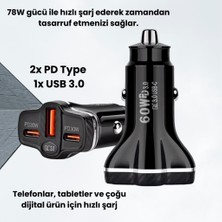 Coofbe Şarj Akım Korumalı Pd 60W +Usb 78W Araç Çakmaklık Şarjı Araç Şarj Istasyonu Araç Şarj Başlık