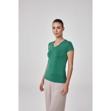Relactive Kadın Kısa Kollu V Yaka Body T-Shirt Fit Kalıp