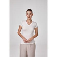 Relactive Kadın Kısa Kollu V Yaka Body T-Shirt Fit Kalıp