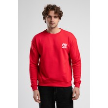 ECKO UNLTD Eastsıde Kırmızı Bisiklet Yaka Nakışlı Loose Fit Erkek Sweatshirt