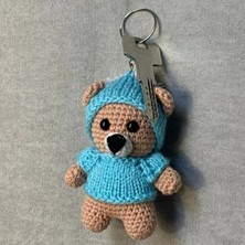 Uretti El Örgüsü Amigurumi Pijamalı Ayı Anahtarlık - Kahverengi