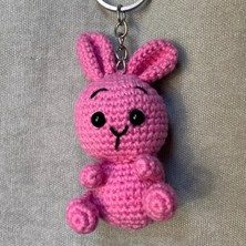 Uretti El Örgüsü Amigurumi Sevimli Tavşan Anahtarlık - Pembe