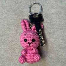 Uretti El Örgüsü Amigurumi Sevimli Tavşan Anahtarlık - Pembe