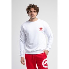 Eastsıde Beyaz Bisiklet Yaka Nakışlı Loose Fit Erkek Sweatshirt