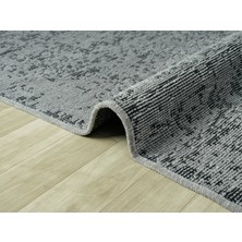 Aura Pixel Grey- Pamuk Tabanlı Yıkanılabilir Şönil Kilim