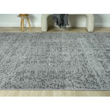 Aura Pixel Grey- Pamuk Tabanlı Yıkanılabilir Şönil Kilim