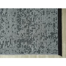 Aura Pixel Grey- Pamuk Tabanlı Yıkanılabilir Şönil Kilim