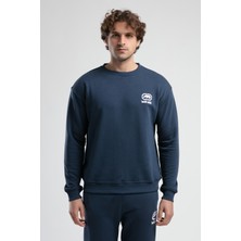 Eastsıde Lacivert Bisiklet Yaka Nakışlı Loose Fit Erkek Sweatshirt