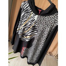 Silüet ve Leopar Desen Triko Sweatshirt
