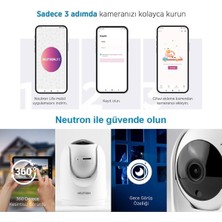 Neutron 360° Derece Dönebilen Kızılötesi Gece Görüşlü İp Wifi - Ev Güvenlik Kamerası Hd 1080P-APP ile Kontrol