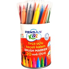 Pensan Kidz Fırça Uçlu Keçeli Kalem 20 Renk Kavanozlu