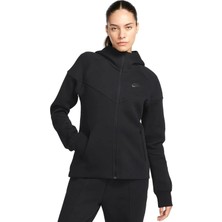 Nike Sportswear Tech Fleece Full Zip Hoodie Dark Heather Black Kadın Kapüşonlu Sweatshirt Siyah