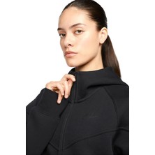 Nike Sportswear Tech Fleece Full Zip Hoodie Dark Heather Black Kadın Kapüşonlu Sweatshirt Siyah