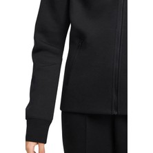 Nike Sportswear Tech Fleece Full Zip Hoodie Dark Heather Black Kadın Kapüşonlu Sweatshirt Siyah