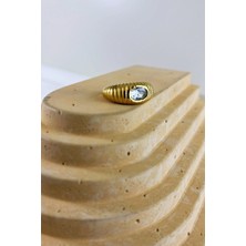 Çelik Vintage Taşlı Yüzük