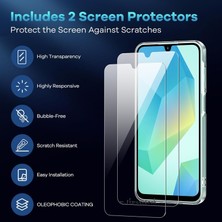 MTK Moveteck Samsung Galaxy A16 Kılıf Kamera Çıkıntılı Korumalı Yumuşak Şeffaf Silikon + 9h Ekran Koruyucu Cam Set 2in1 1 Cam 1 Kılıf