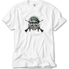 Wakha Military Style Skull Logo Beyaz Tişört