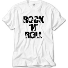 Wakha Black Rock 'n' Roll Text Beyaz Tişört