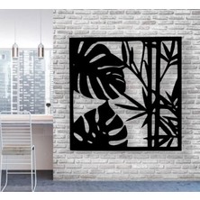 Bezhane Siyah Ahşap Yapraklar Tablo Duvar Dekoru 3mm Mdf Lazer Kesim