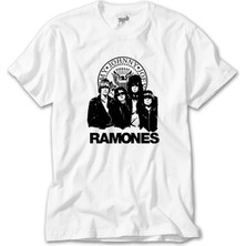 Wakha Ramones Logo And Group Beyaz Tişört