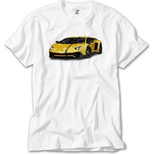 Wakha Lamborghini Aventador Yellow Beyaz Tişört