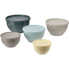 Hobiurun Plastik Saklama Kabı Seti, Çok Renkli, Yuvarlak, 5 Parça