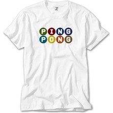 Wakha Ping Pong Text Colored Beyaz Tişört