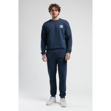 Pıerson Lacivert Rahat Kesim Nakışlı Loose Fit Erkek Eşofman Alt