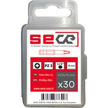 Sece 1/4'' Pozıdrıv Bits Uç PZ3X75 mm 30 Adet