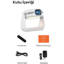 Taşınabilir Powerbankli 4K Destekli 1080P Bluetooth Android Işıklı Sistemli Sinema Projeksiyoncihazı