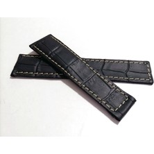 Fado Tag-Heuer Uyumlu  20-18  Beyaz Dikişli  Siyah Hakiki Dana Derisi