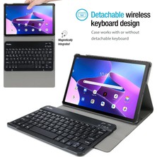 Five-E Lenovo Tab M10 (10.1 Inc) Uyumlu Yatay Standlı Bluetooth Özellikli Deri Görünümlü Klavyeli Kılıf TB-X306