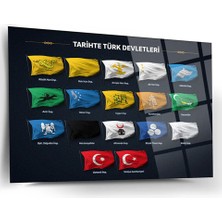 Taulart Tarihte Türk Devlerleri 4mm Kırılmaz Temperli Yüksek Çözünürlüklü Cam Tablo