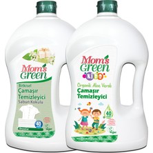 Mom's Green 2'li Set 1500 ml Çocuk Organik Çamaşır Temizleyici ve Beyazlar Için Bitkisel Çamaşır Temizleyici Sabun Kokulu (80 Yıkama)