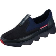 Costo Shoes ST1963 Lacivert Dana Derisi Siyah Streç Giyimi Kolay Rahat Geniş Kalıp Erkek Ayakkabısı