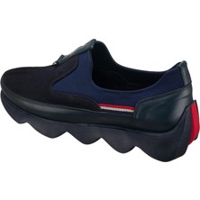 Costo Shoes ST1963 Lacivert Dana Derisi Siyah Streç Giyimi Kolay Rahat Geniş Kalıp Erkek Ayakkabısı