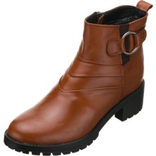 Costo Shoes YSM26 Taba Dana Deri Rahat Şık Konforlu Taban Kadın Kışlık Bot