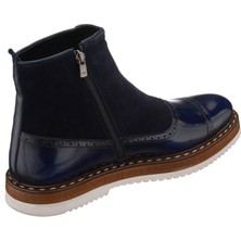 Costo Shoes NVN491 Lacivert Açma Deri Eva Taban Büyük Numara Bot Rahat Geniş Kalıp Premıum Serisi