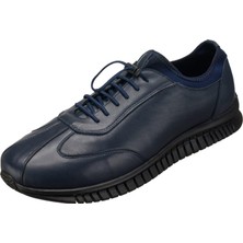 Costo Shoes AG1002-1 Lacivert Deri Kaucuk Taban Rahat Geniş Kalıp  Erkek Gündelik Deri Ayakkabı