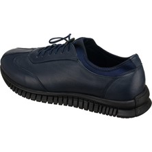 Costo Shoes AG1002-1 Lacivert Deri Kaucuk Taban Rahat Geniş Kalıp  Erkek Gündelik Deri Ayakkabı